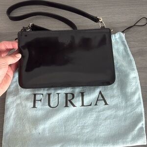Vintage Furla Black Patent Leather Bag with Dust Bag